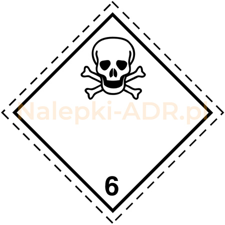Nalepka nr 6.1 - Nalepki ADR klasa 6.1 - Materiały trujące - 25x25cm